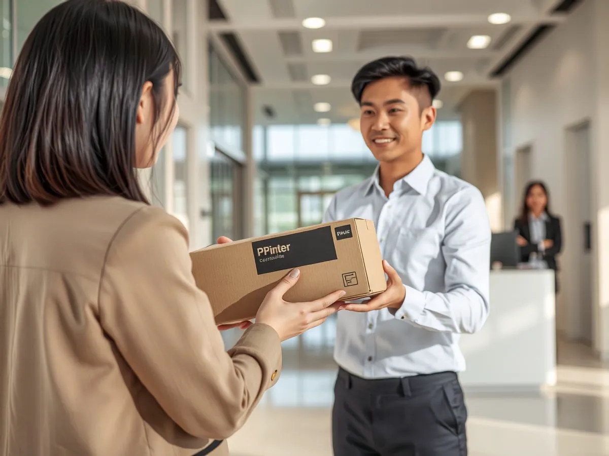 万冠明配送员向客户交付紧急耗材
